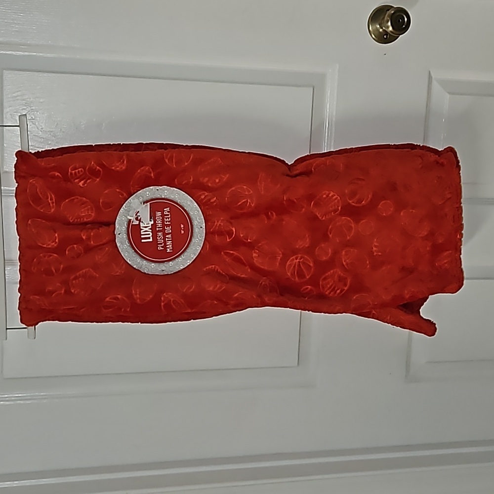 Luxe Orange Red Sports Plush Throw Basketball Baseball Football Tennis 50" x 60"